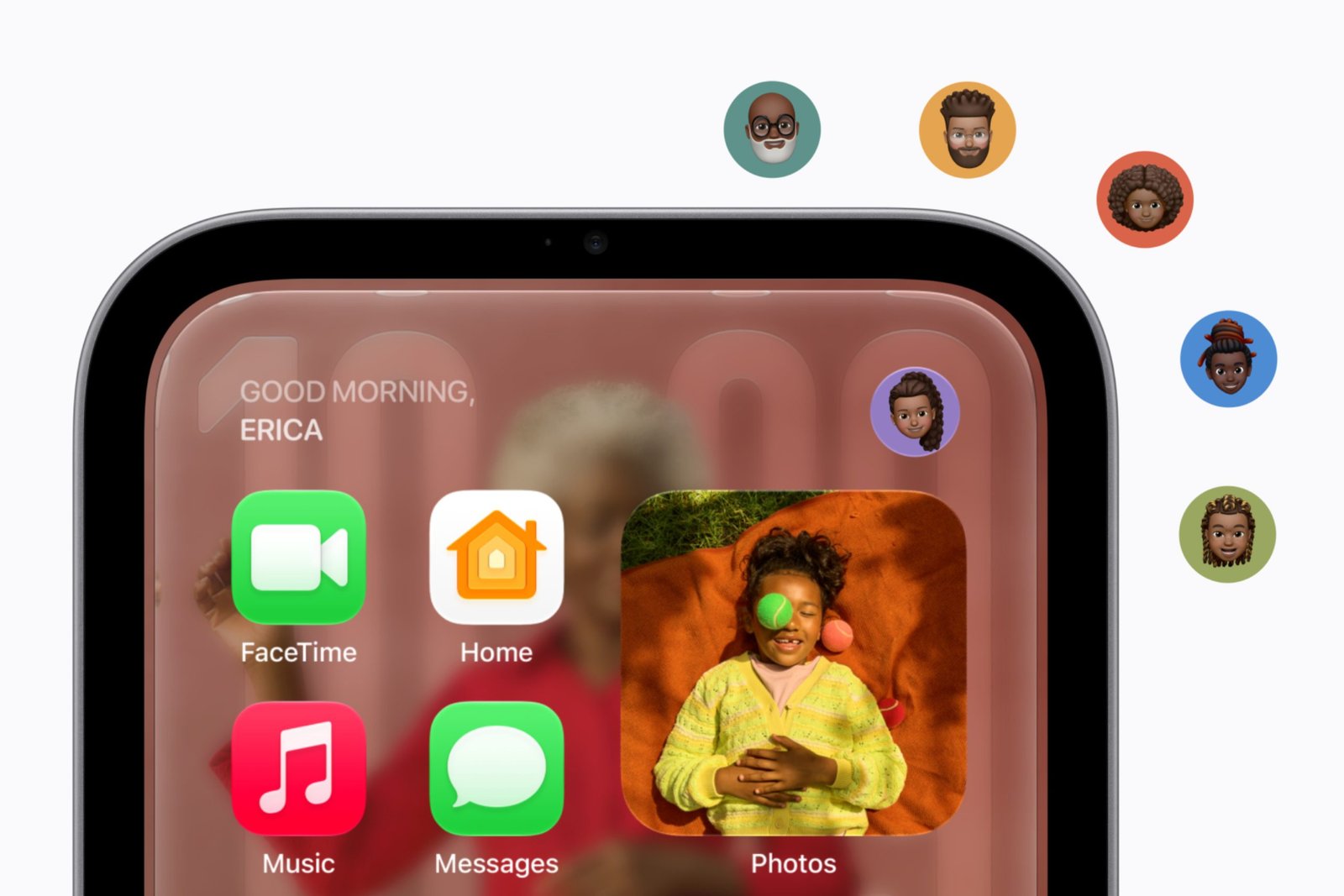 HomeView next to icons of the people in the household
