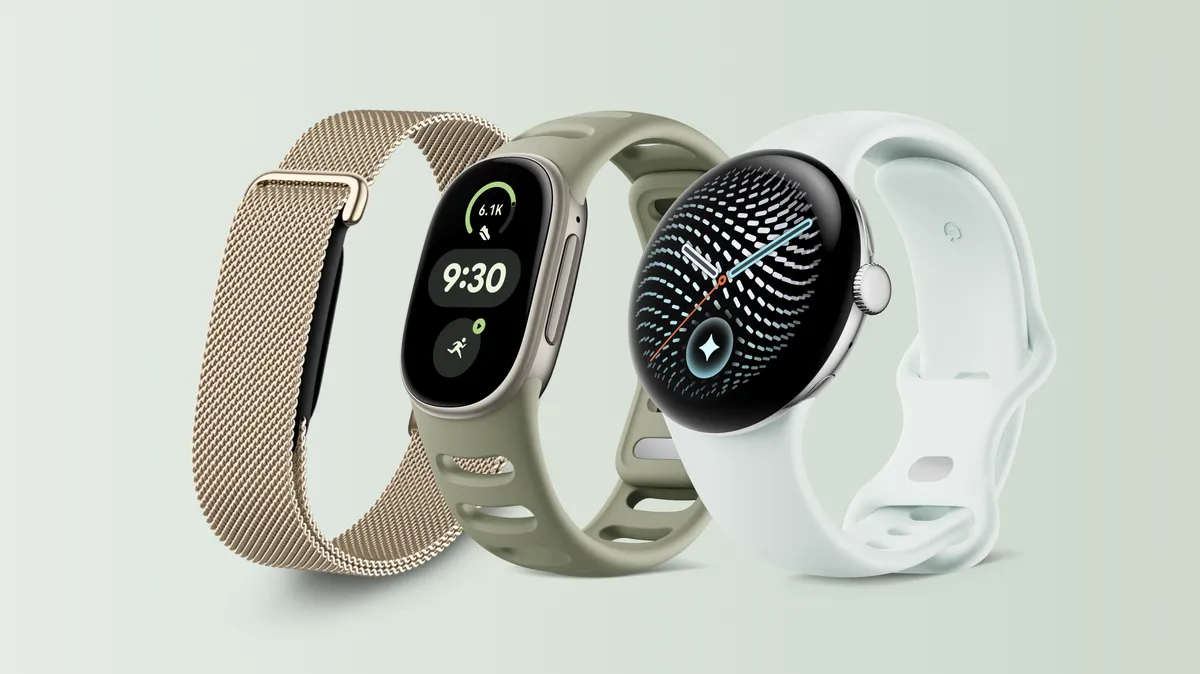 Fitbit Air, Fitbit Edge and Pixel Watch 5 side by side